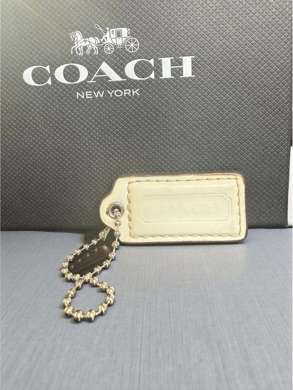 Coach Leather Hangtag - Patent White (2")